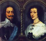 France Canvas Paintings - Charles I of England and Henrietta of France